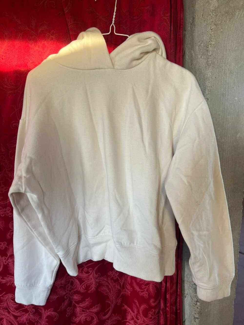 A New Day Cream White Cropped Pullover Hoodie Sweatshirt - Size S
